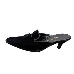 LAUREN, RALPH LAUREN women's 8 Black velvet, Tasseled; Kitten heel Mules/pumps